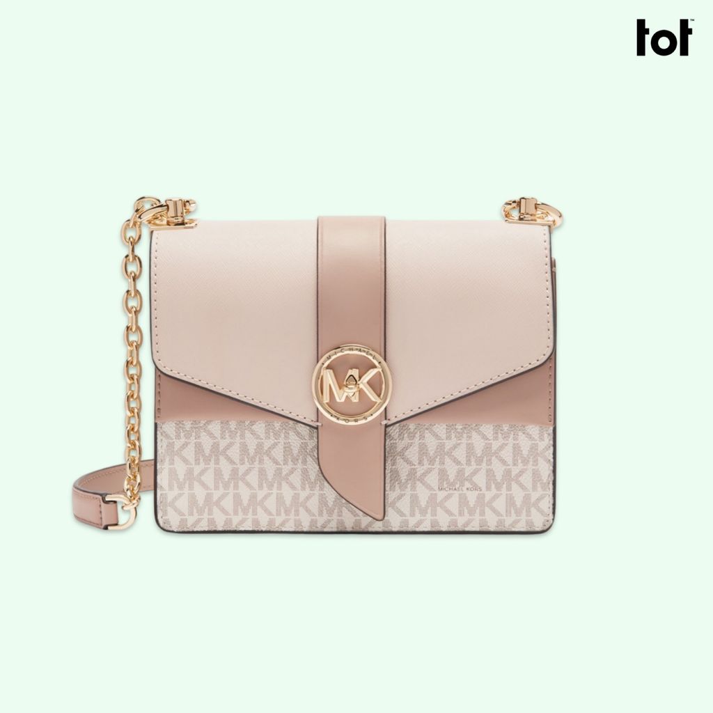 MICHAEL KORS Greenwich Small Color-Block Logo and Saffiano Leather  Crossbody Bag, Women's Fashion, Bags & Wallets, Cross-body Bags on Carousell