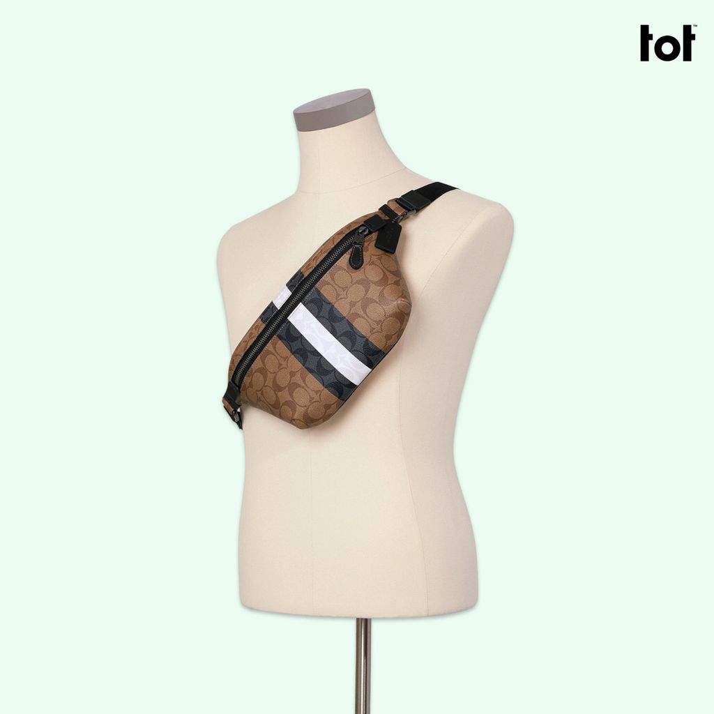 COACH GRADE BELT BAG IN SIGNATURE CANVAS WITH VARSITY STRIPE Louis