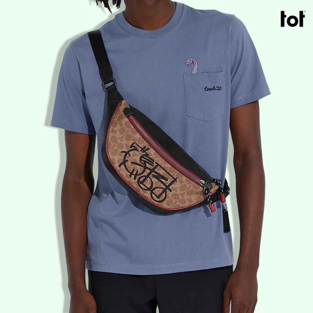 COACH®  Rivington Belt Bag In Signature Canvas With Coach Print