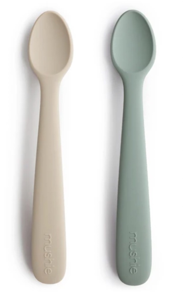 Mushie Silicone Feeding Spoons (Dried Thyme/Natural) 2-Pack