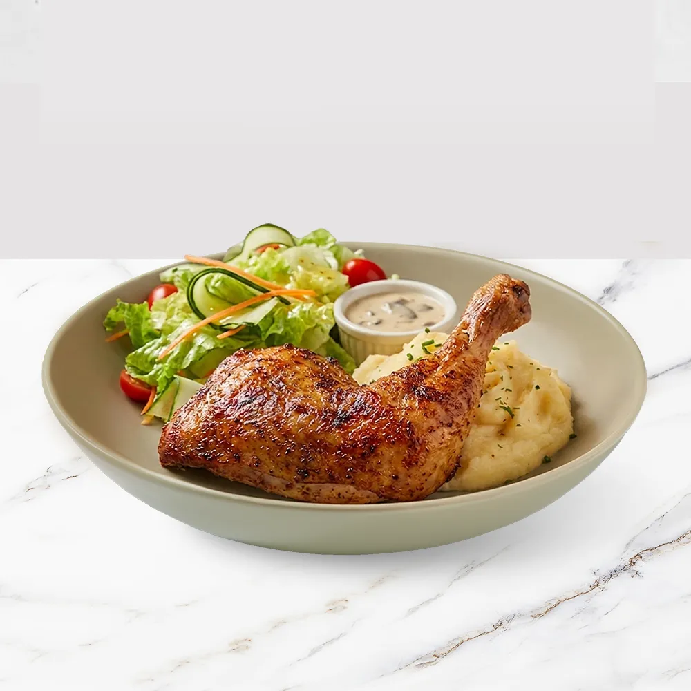 Grilled Chicken Leg with Creamy Mushroom Sauce