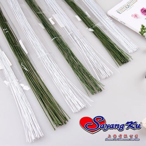 Sayang Ku Premium Dawai Bunga Floral Wire Craft Flower Stem 34cm Saiz 16-30 Hijau Putih Green White