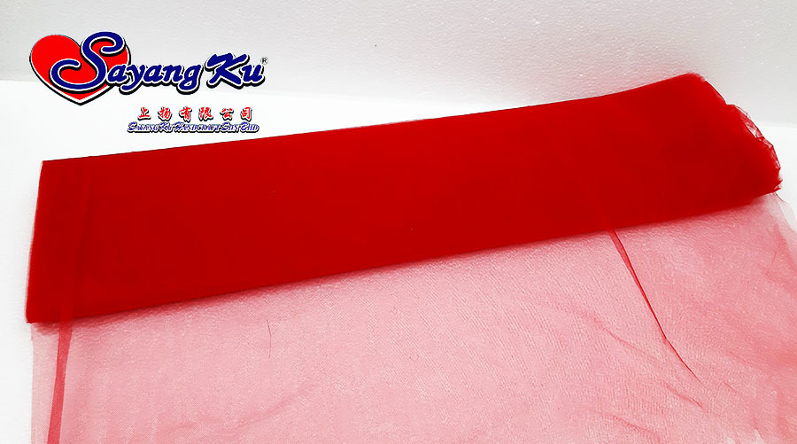 Red Plain Net Wrapping Decoration Net Cloth Fabric 60 Width