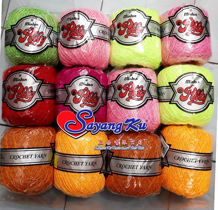 Minlon Polly Crochet Yarn 2 Ply Color Collection Benang Kait Halus