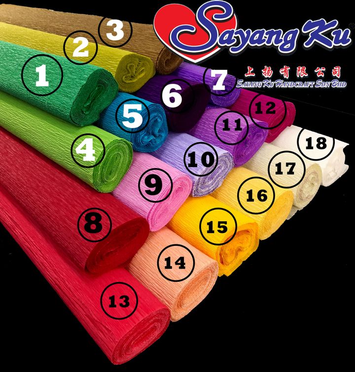 Katalog Kod Warna Kertas Crepe Gulung Crepe Paper Roll untuk Buat Bunga Telur