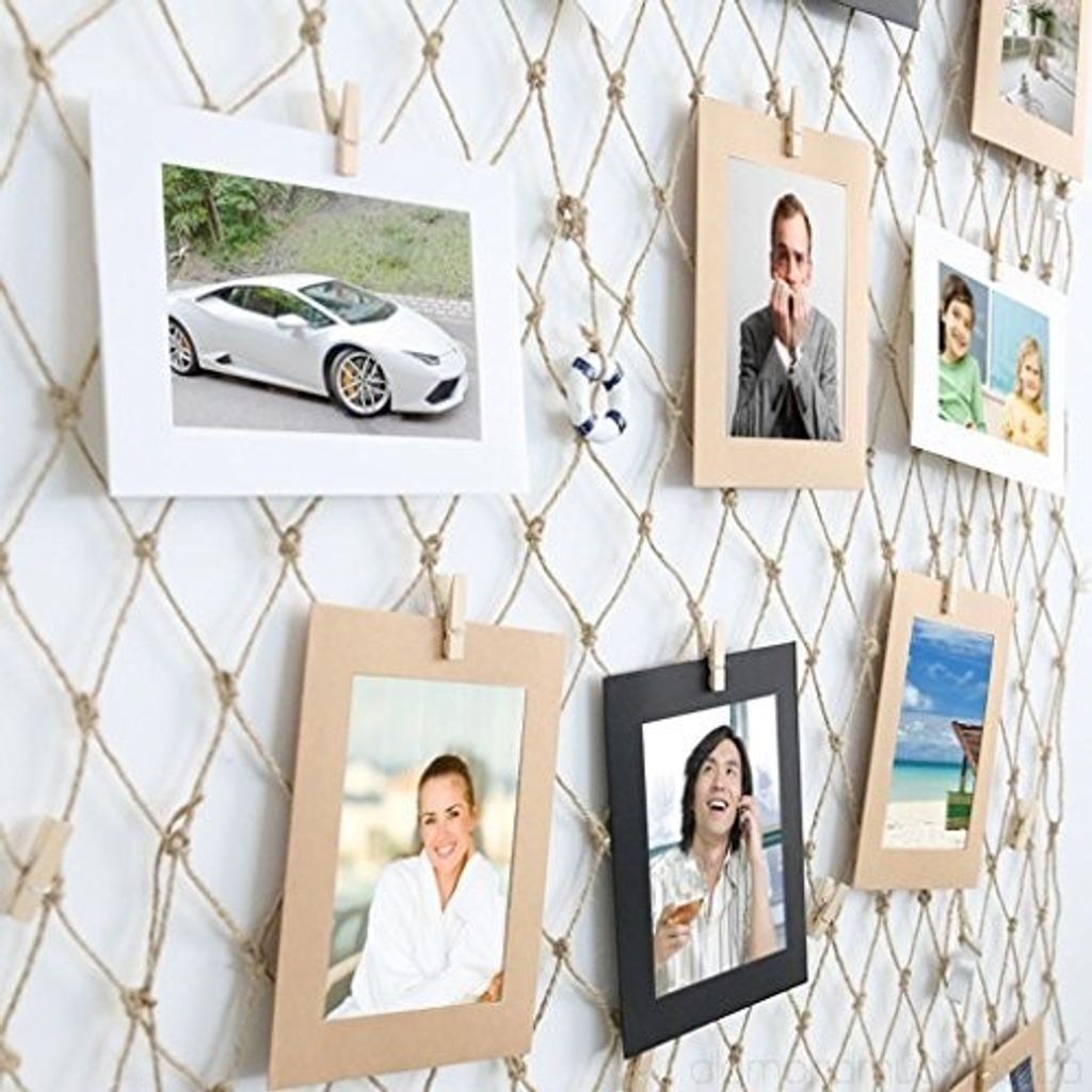 Photo Wall Frames DIY Hemp Rope Grid Mediterranean Suspension Fishing Nets Decorations Paper Photo Frame 200 100cm Photo Jam 40 Sheets B07CB8JXW2_1-500x500_0.jpg