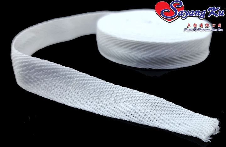 White Cotton Tape Herringbone Texture Tali Barut Bayi Putih Malaysia