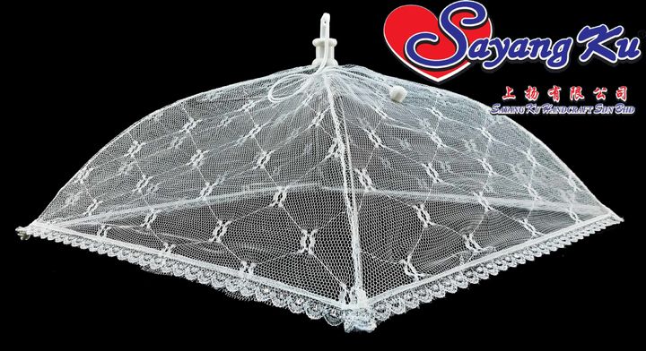 White Pop Up Food Cover M Size Tudung Saji Berenda Lipat Malaysia