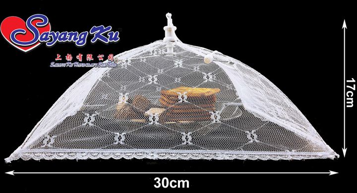 White Pop Up Food Cover M Size Tudung Saji Berenda Lipat Malaysia