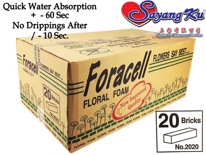 Foracell Wet Floral Foam 1 Box 20pcs Fast Water Absorption Span Bunga Basah