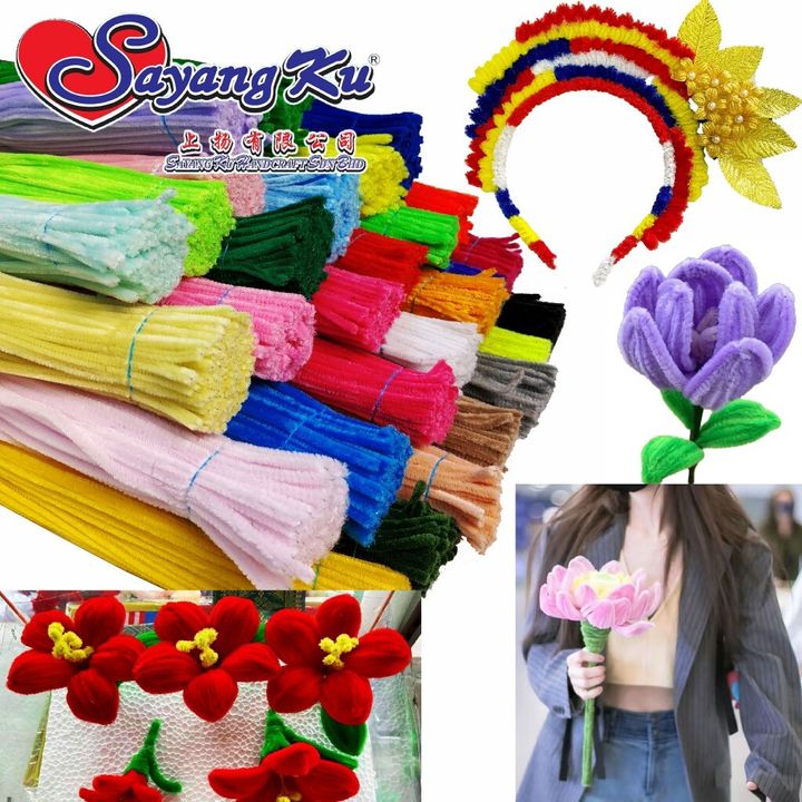 Pilihan Warna Dawai Bulu DIY Chenille Stems 6mm Tebal Malaysia