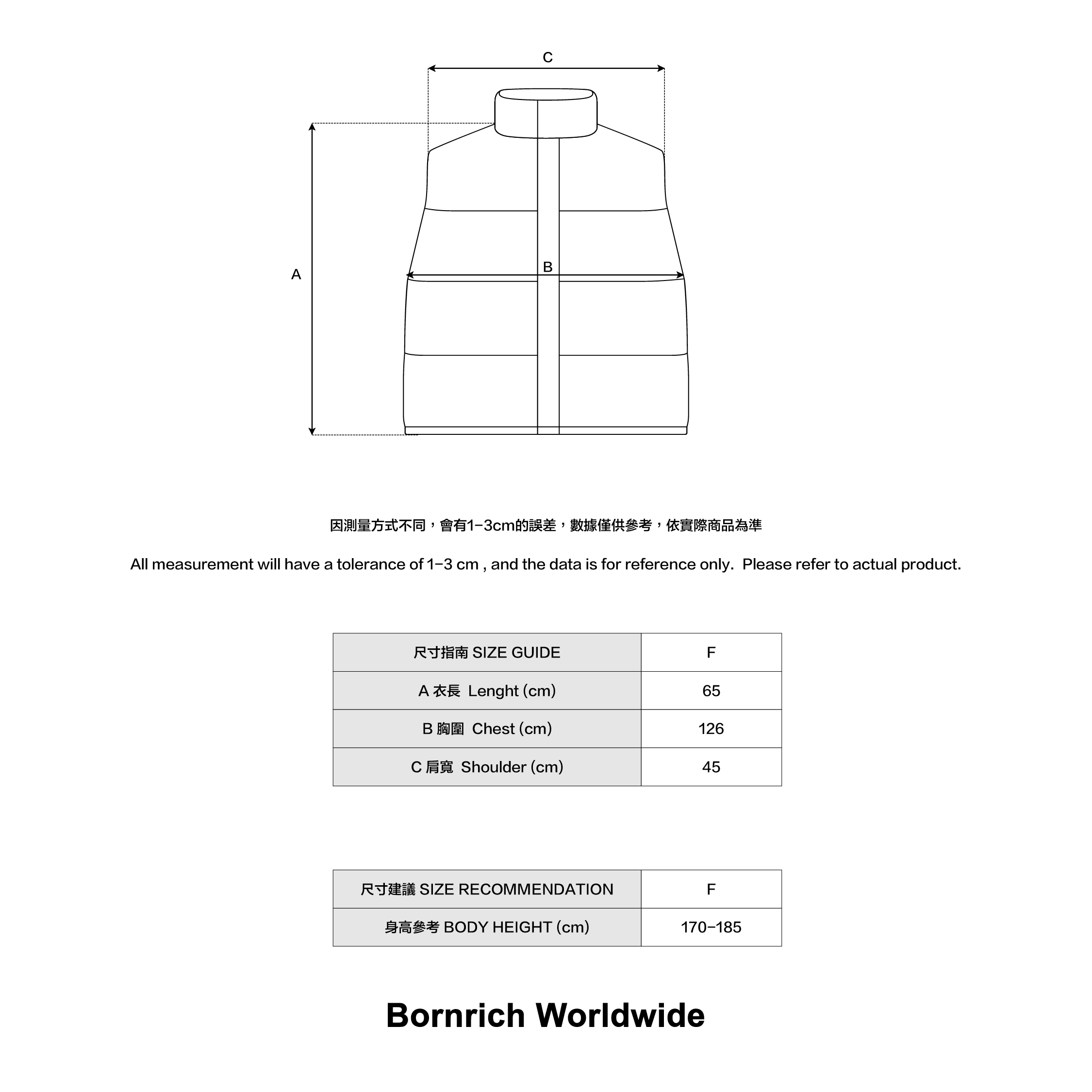 PADDED HOOD VEST SIZE INFO
