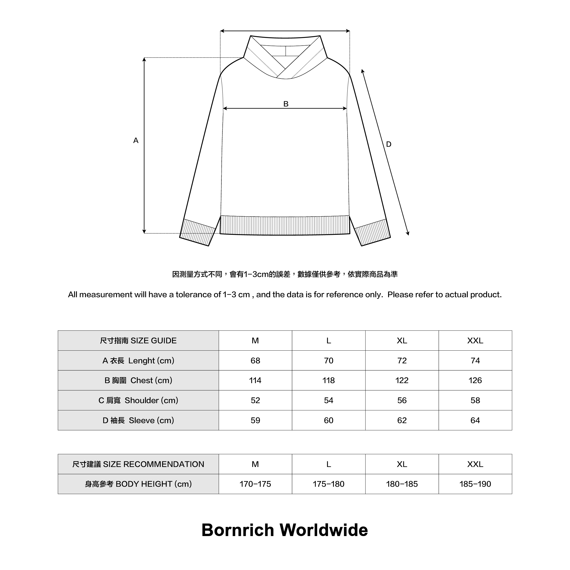 CLASSIC LOGO HOODIE SIZE INFO