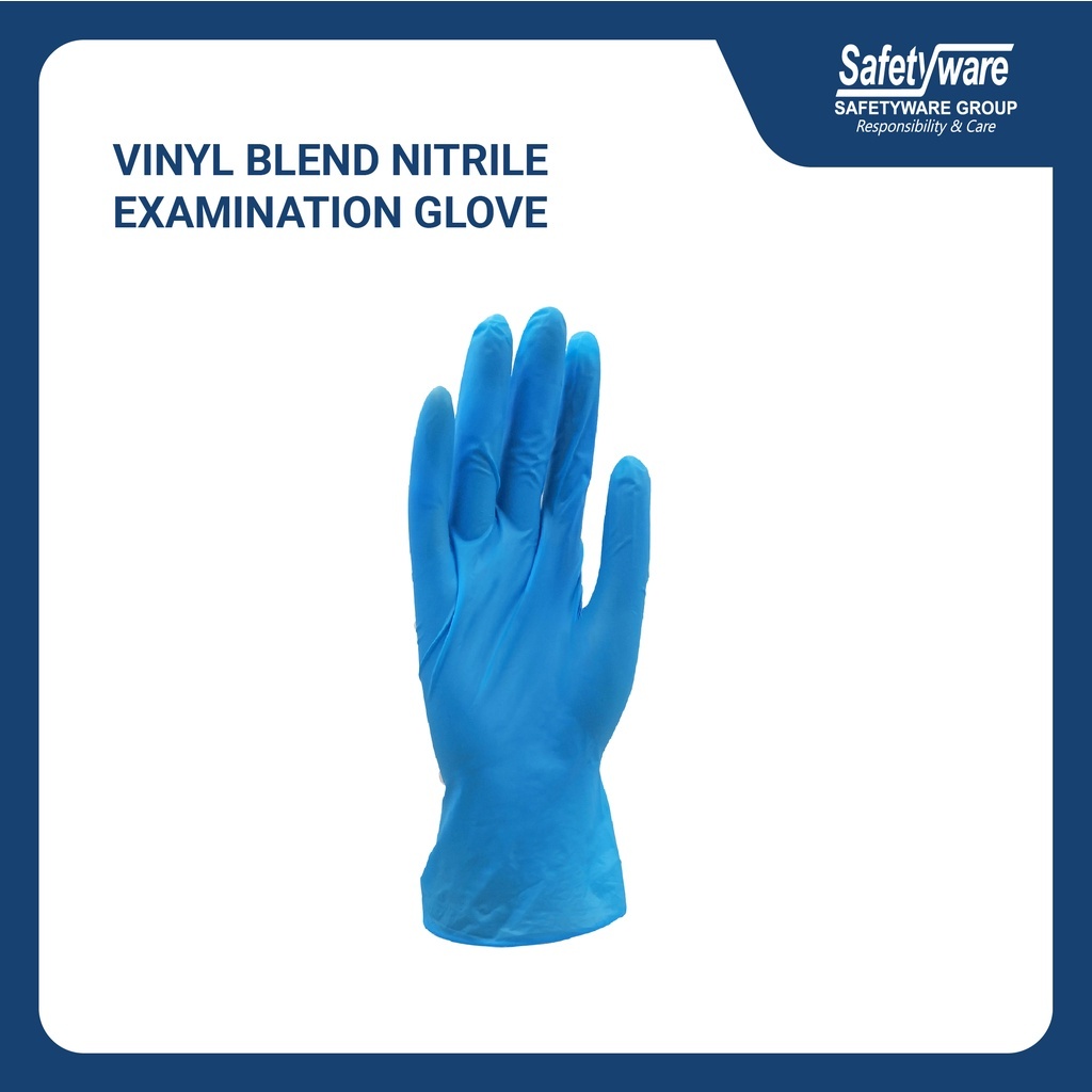 Safetyware VNEXGUARD Vinyl Nitrile Blend Exam Gloves Powder Free I Rubber Glove Latex Free I