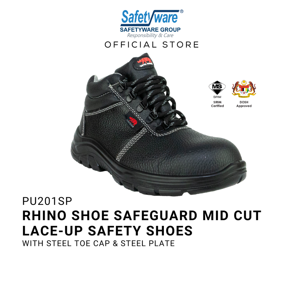 RHINO SHOE SafeGuard PU201SP Mid Cut LaceUp Safety Shoes Safetyware