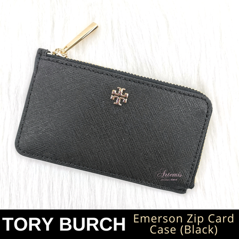 Tory Burch Womens 144673 Saffiano Leather Emerson Zip Card Case Wallet,  (001 Black)