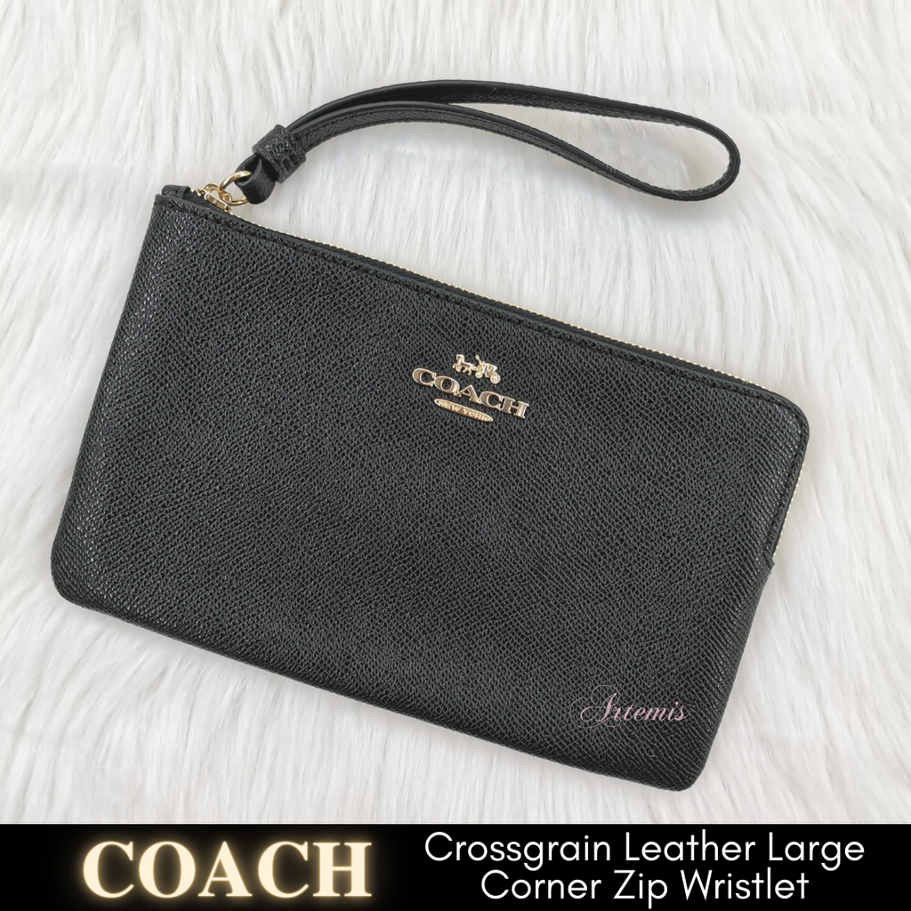 Coach 3888 Large Corner Zip Wristlet Black