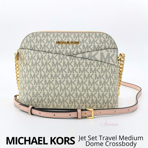 Michael Kors Jet Set Travel Medium Leather X Cross Dome Crossbody Hand –  AUMI 4