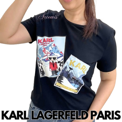 Karl Lagerfeld Women Apres Postcard Logo Tee (Black) (20 Mar 2024)