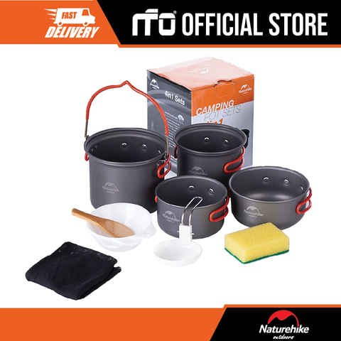 NatureHike Ultralight Outdoor Camping Cookware 4 in 1 Cooking Set