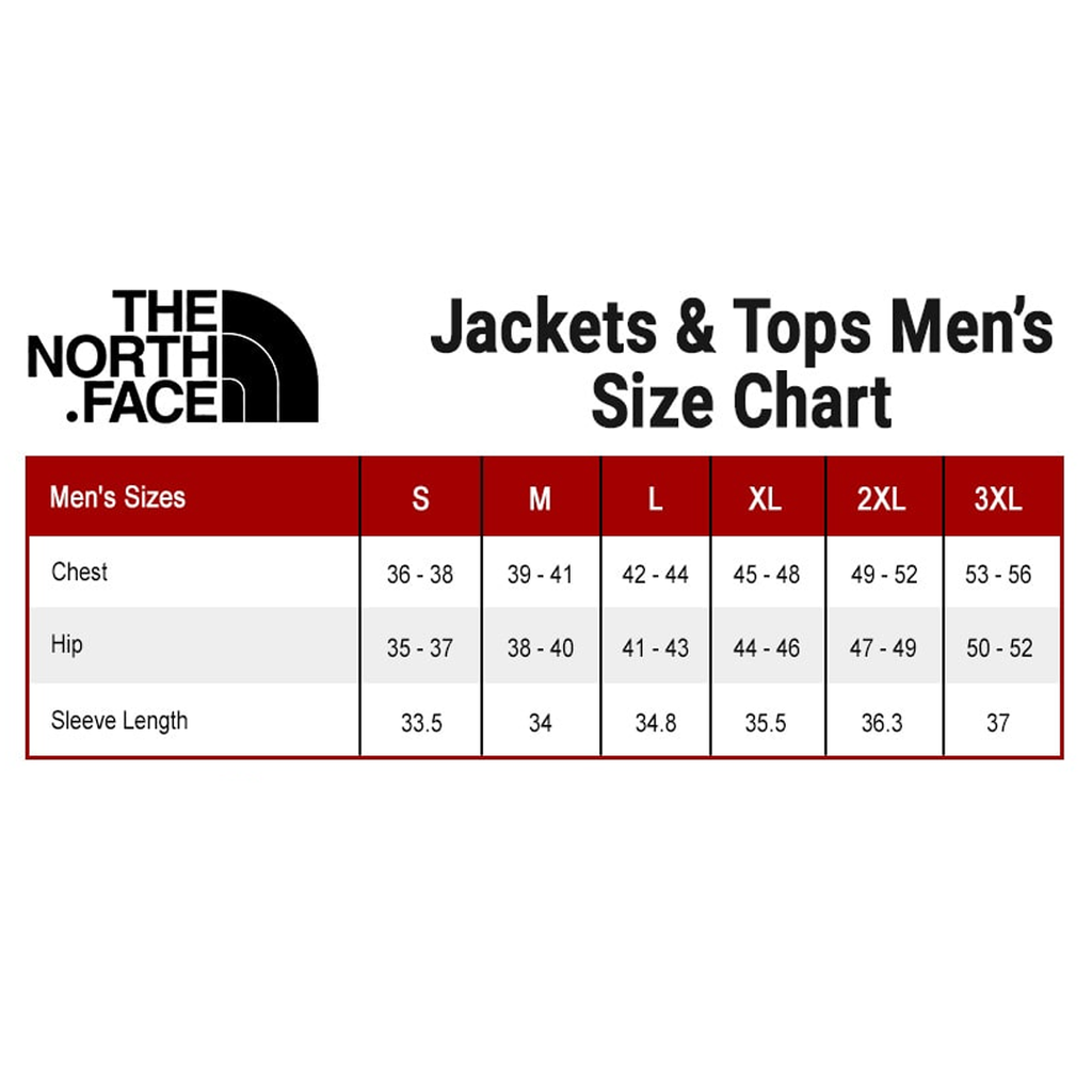 TNF Size chart