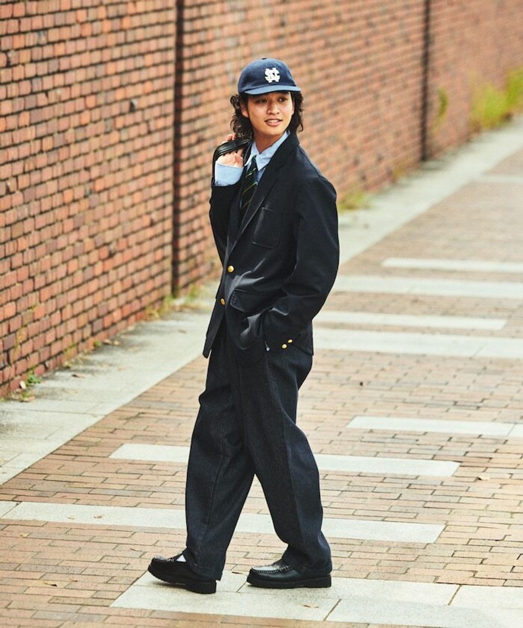 復古水染滾邊雙褶立體剪裁丹寧西裝褲_7