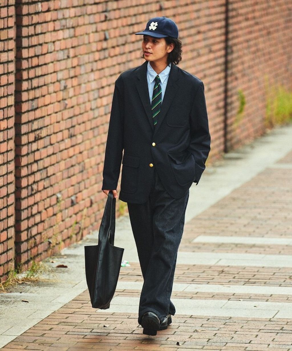 復古水染滾邊雙褶立體剪裁丹寧西裝褲_4