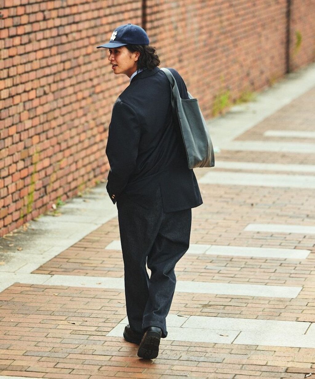 復古水染滾邊雙褶立體剪裁丹寧西裝褲_6