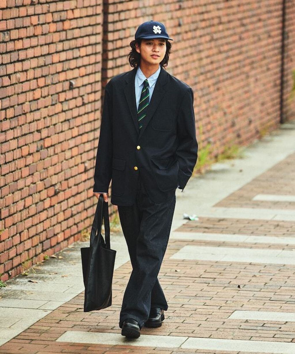 復古水染滾邊雙褶立體剪裁丹寧西裝褲_5