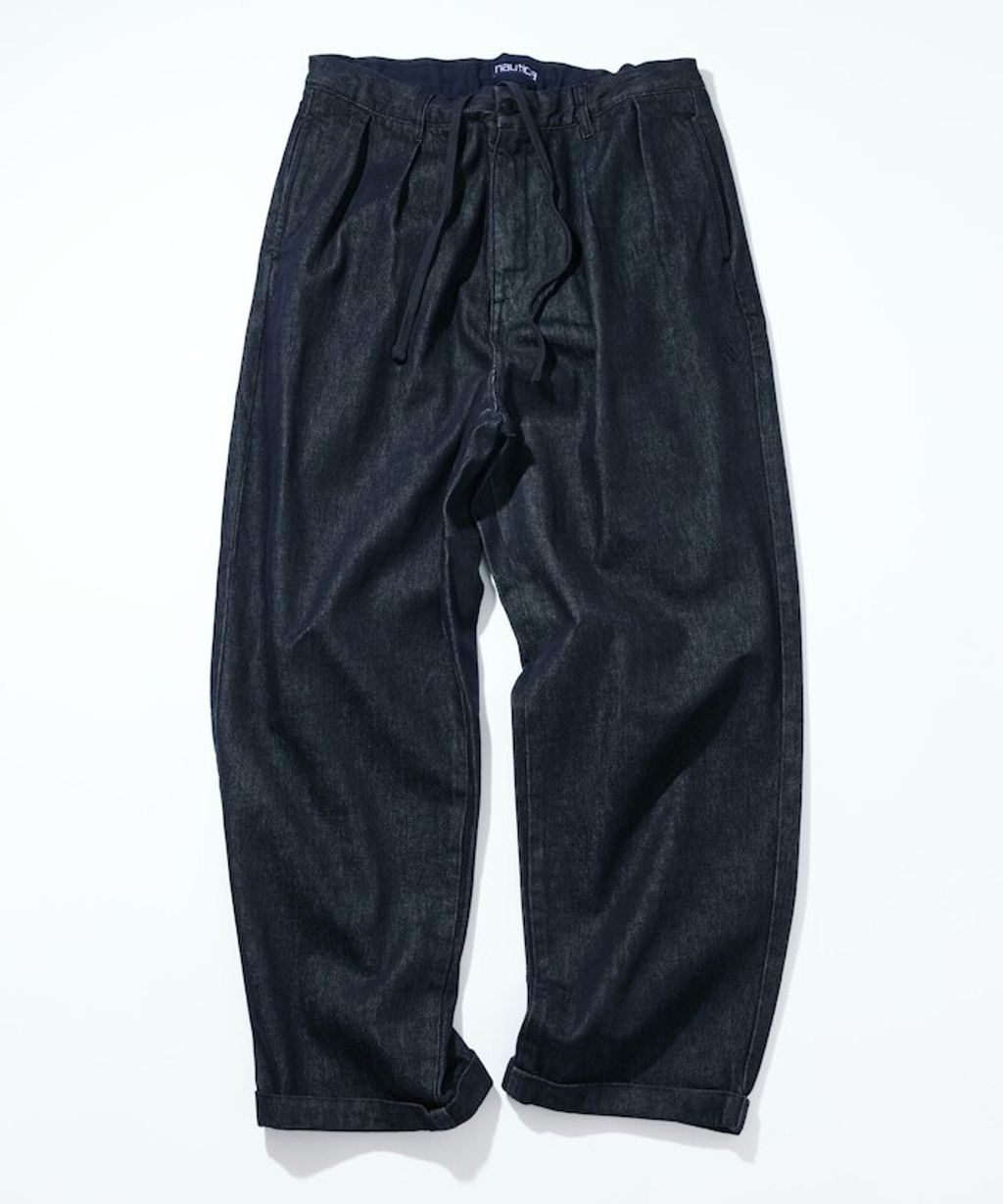 復古水染滾邊雙褶立體剪裁丹寧西裝褲_16