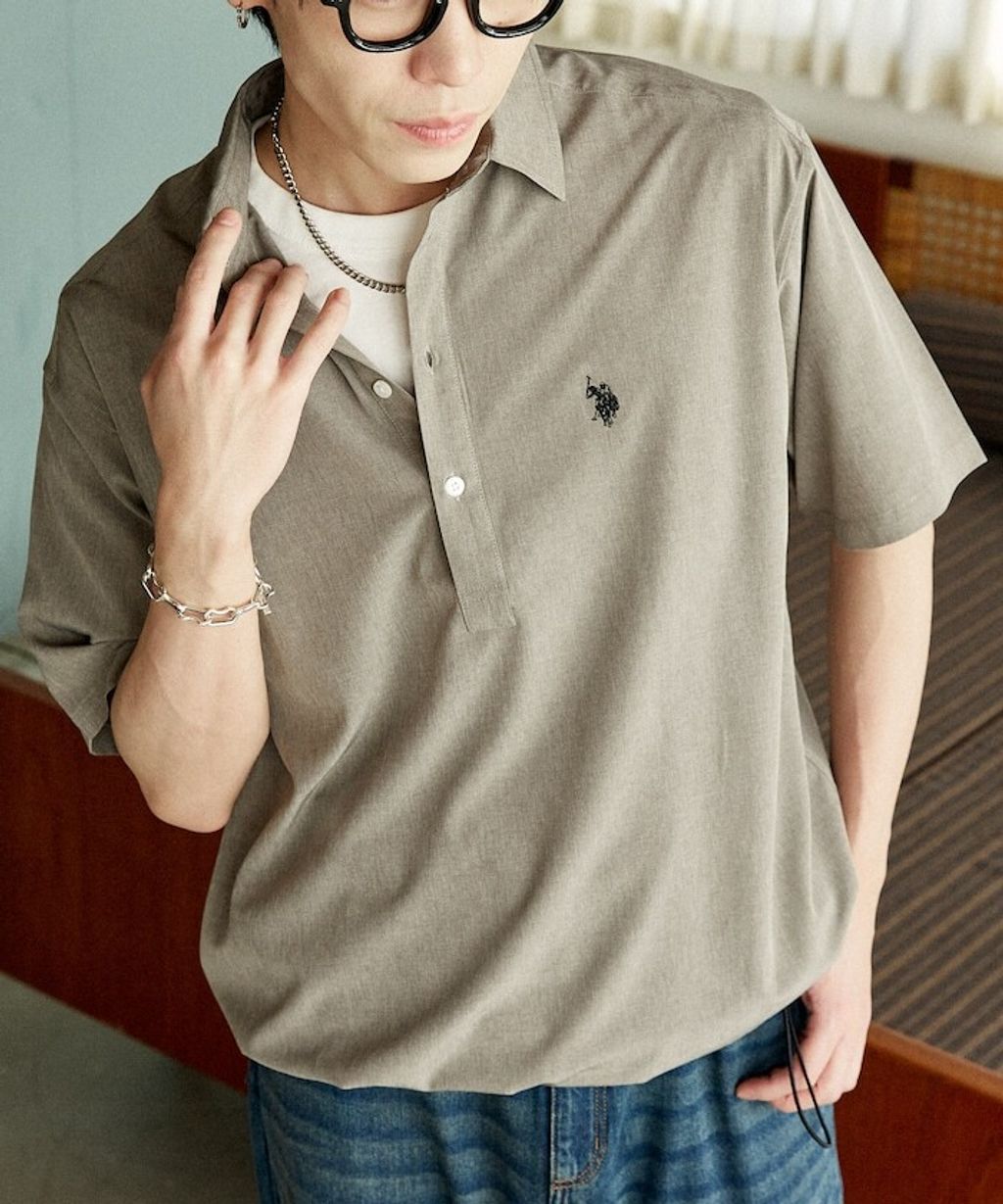 U.S. POLO USSN. × PUBLUX 亞麻短袖襯衫_8