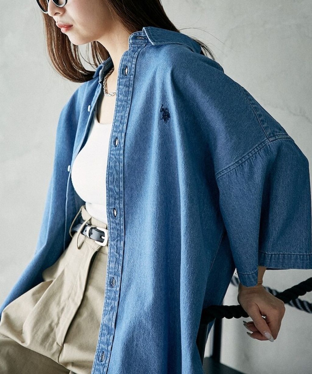 U.S. POLO USSN. × PUBLUX 丹寧短袖襯衫_2