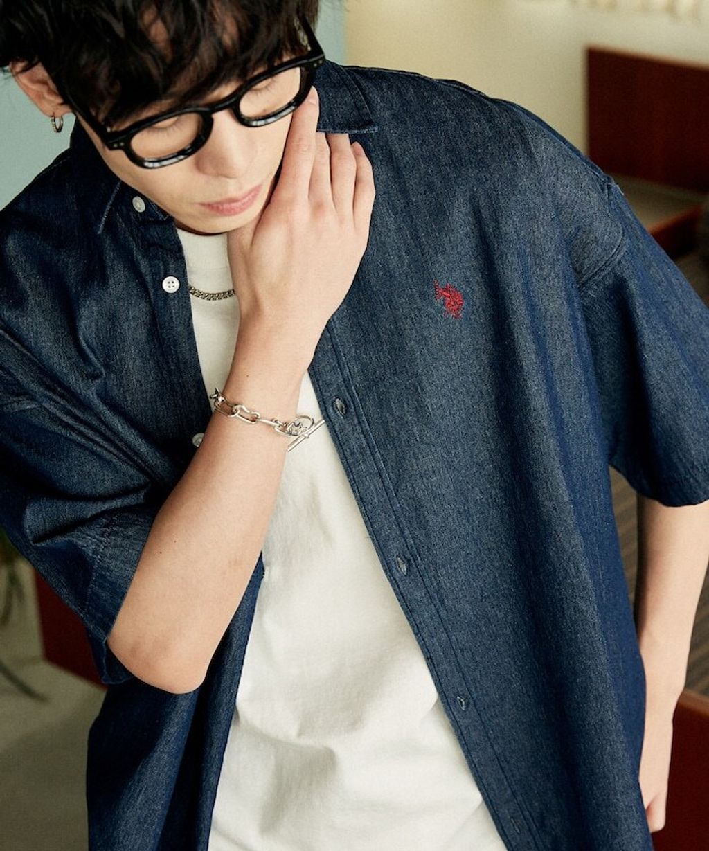 U.S. POLO USSN. × PUBLUX 丹寧短袖襯衫_3