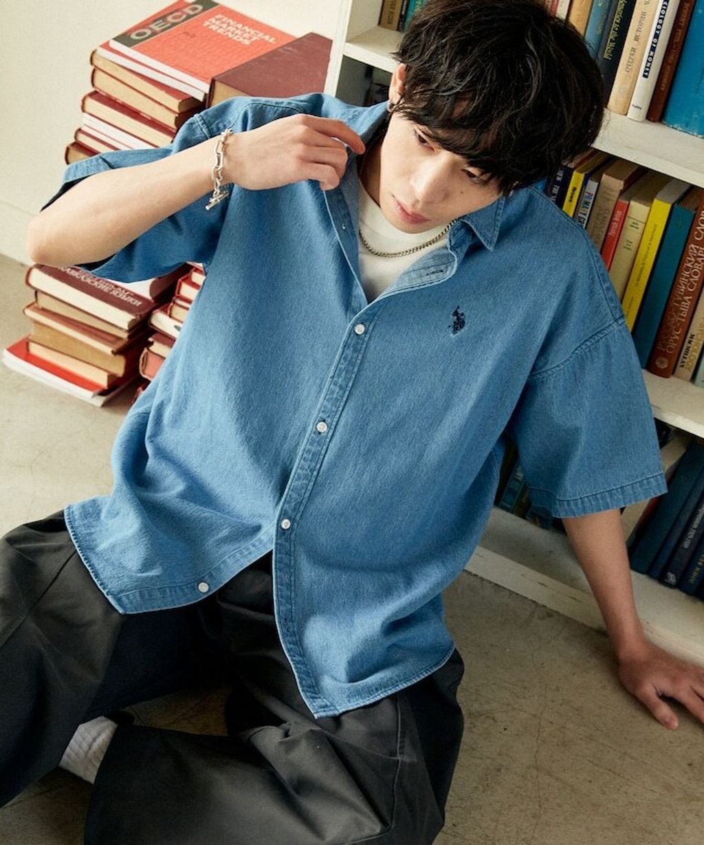U.S. POLO USSN. × PUBLUX 丹寧短袖襯衫_5