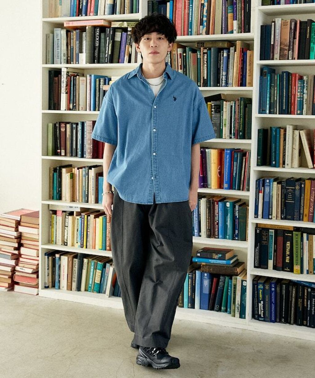 U.S. POLO USSN. × PUBLUX 丹寧短袖襯衫_9