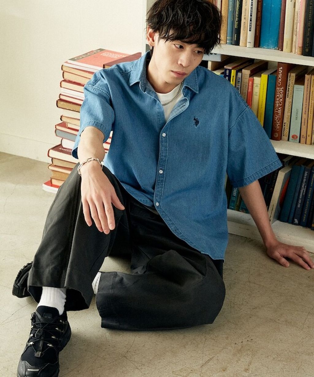 U.S. POLO USSN. × PUBLUX 丹寧短袖襯衫_12