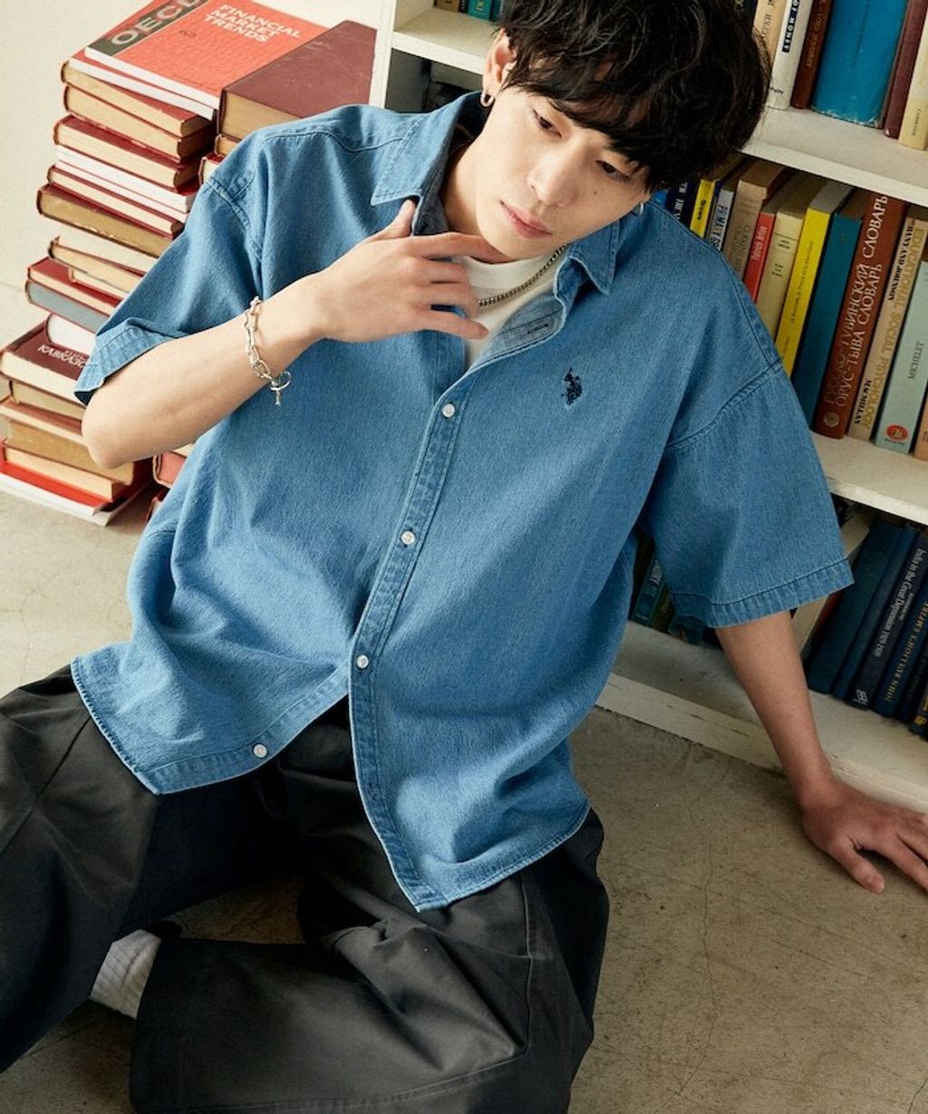 U.S. POLO USSN. × PUBLUX 丹寧短袖襯衫_13