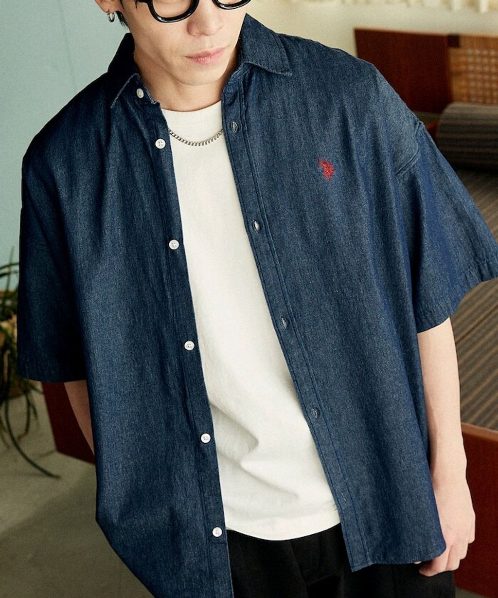 U.S. POLO USSN. × PUBLUX 丹寧短袖襯衫_20