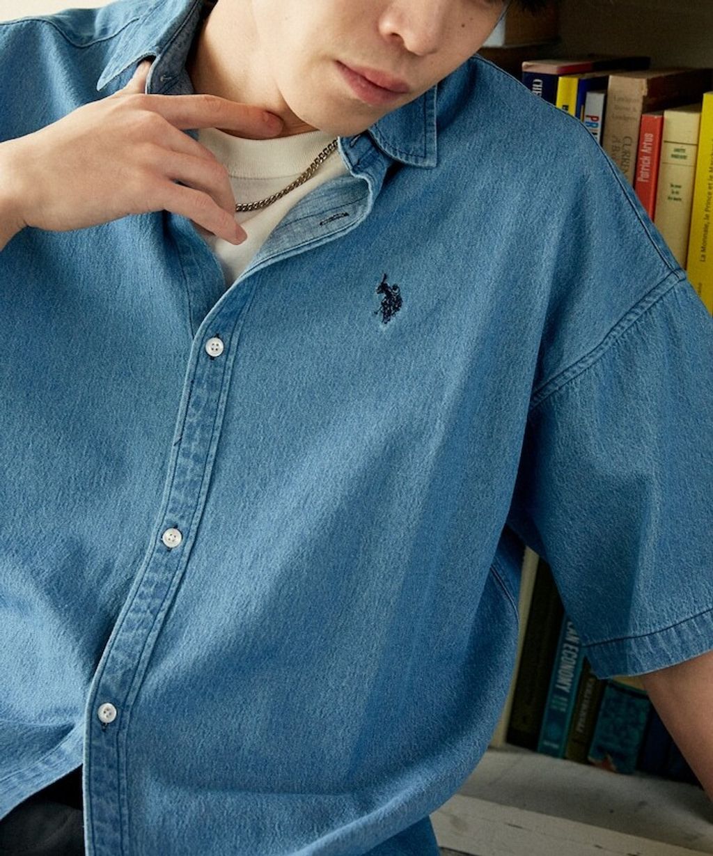 U.S. POLO USSN. × PUBLUX 丹寧短袖襯衫_8