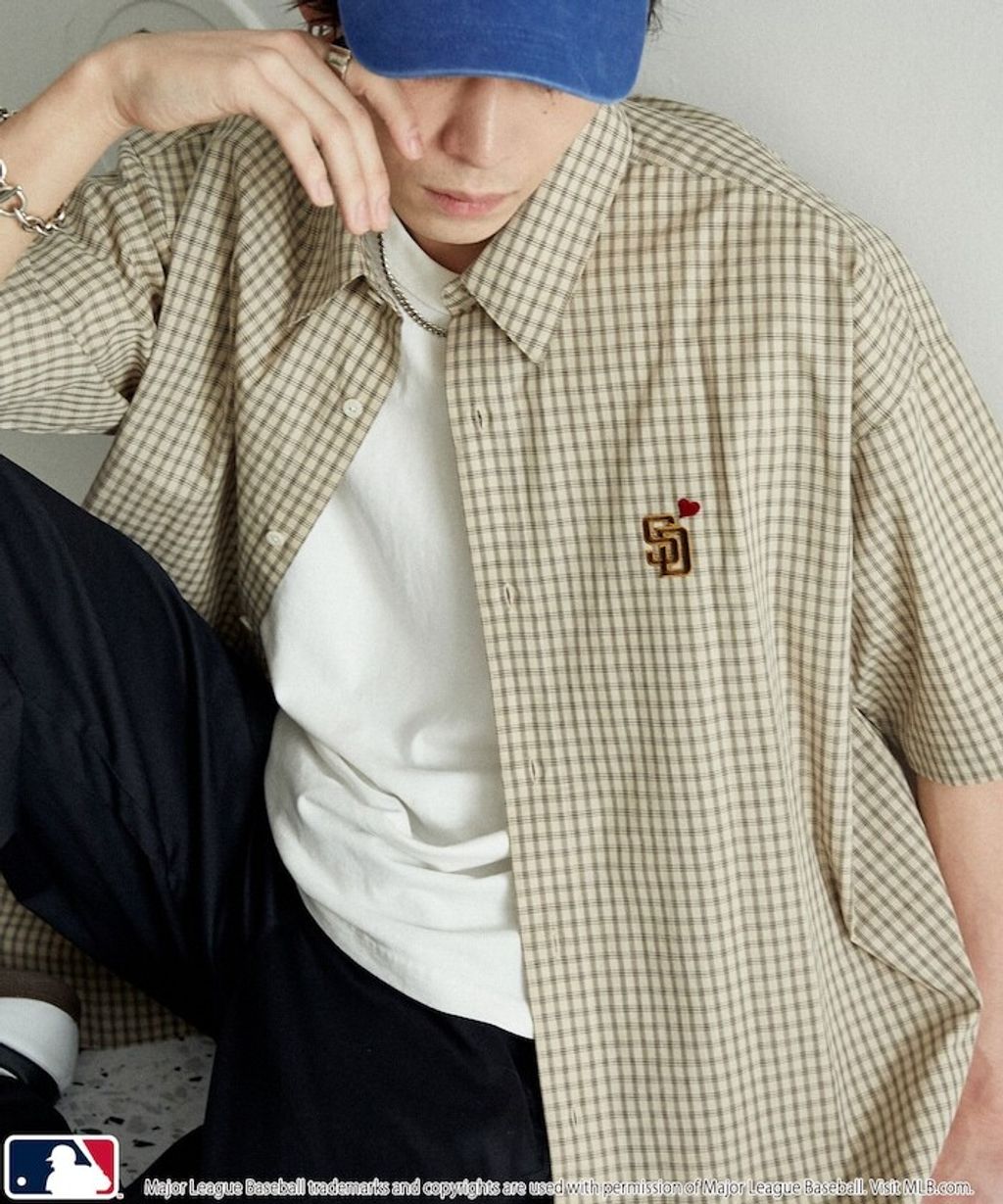 MLB x PUBLUX 刺繡logo寬版短袖襯衫_1