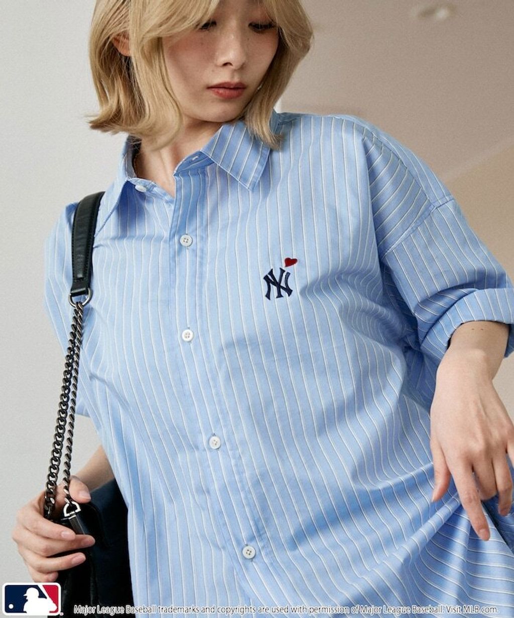 MLB x PUBLUX 刺繡logo寬版短袖襯衫_27