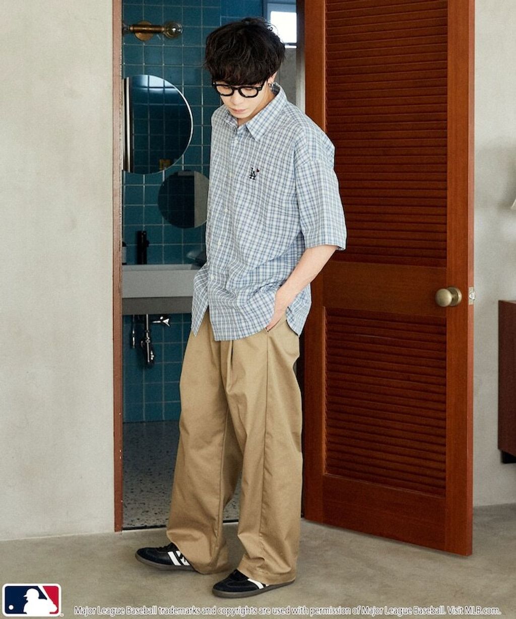 MLB x PUBLUX 刺繡logo寬版短袖襯衫_8