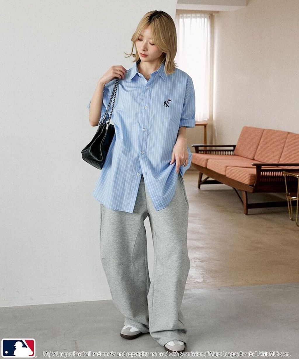 MLB x PUBLUX 刺繡logo寬版短袖襯衫_31