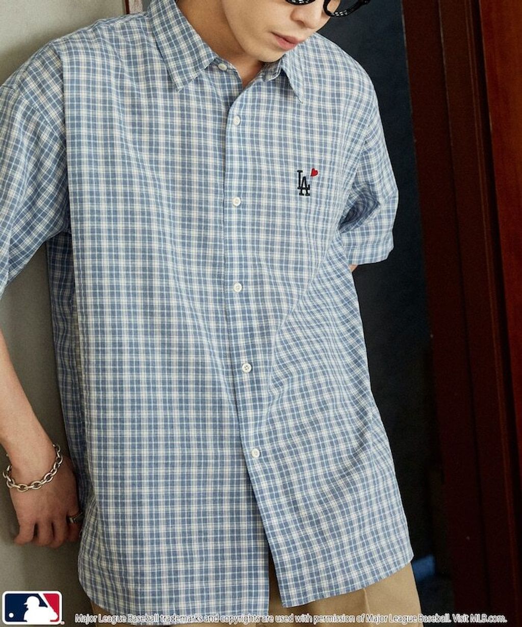 MLB x PUBLUX 刺繡logo寬版短袖襯衫_10