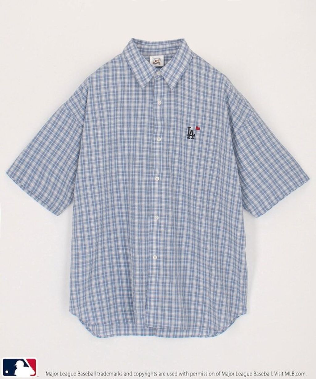 MLB x PUBLUX 刺繡logo寬版短袖襯衫_12