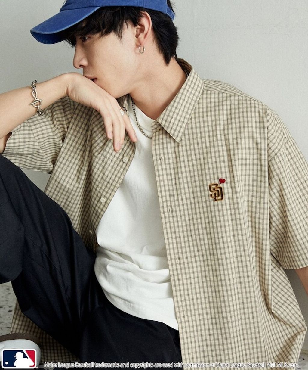 MLB x PUBLUX 刺繡logo寬版短袖襯衫_16