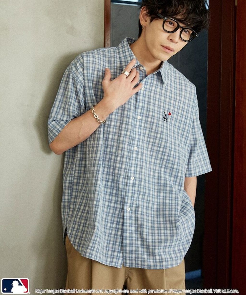 MLB x PUBLUX 刺繡logo寬版短袖襯衫_11