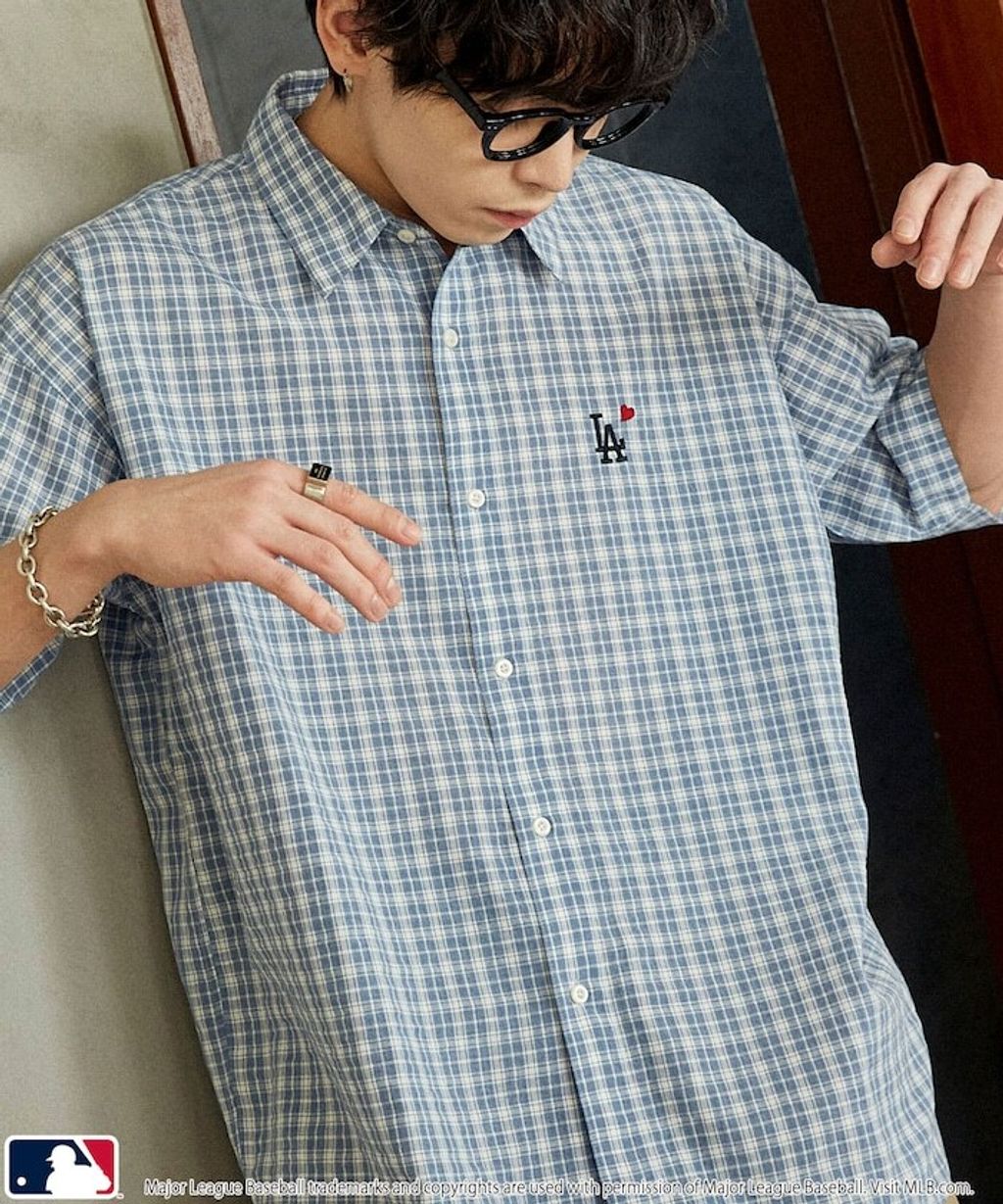 MLB x PUBLUX 刺繡logo寬版短袖襯衫_3