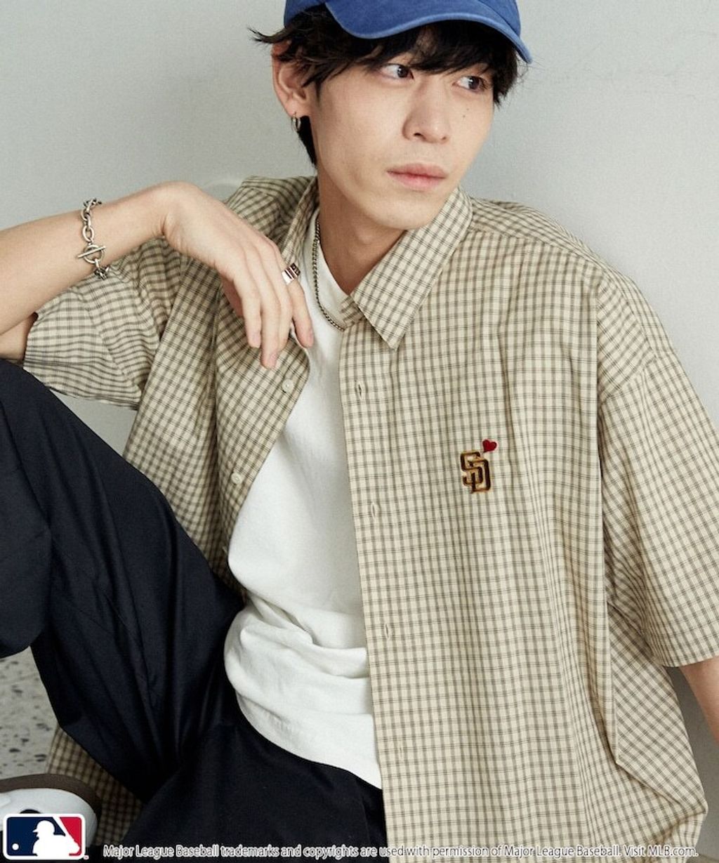 MLB x PUBLUX 刺繡logo寬版短袖襯衫_15