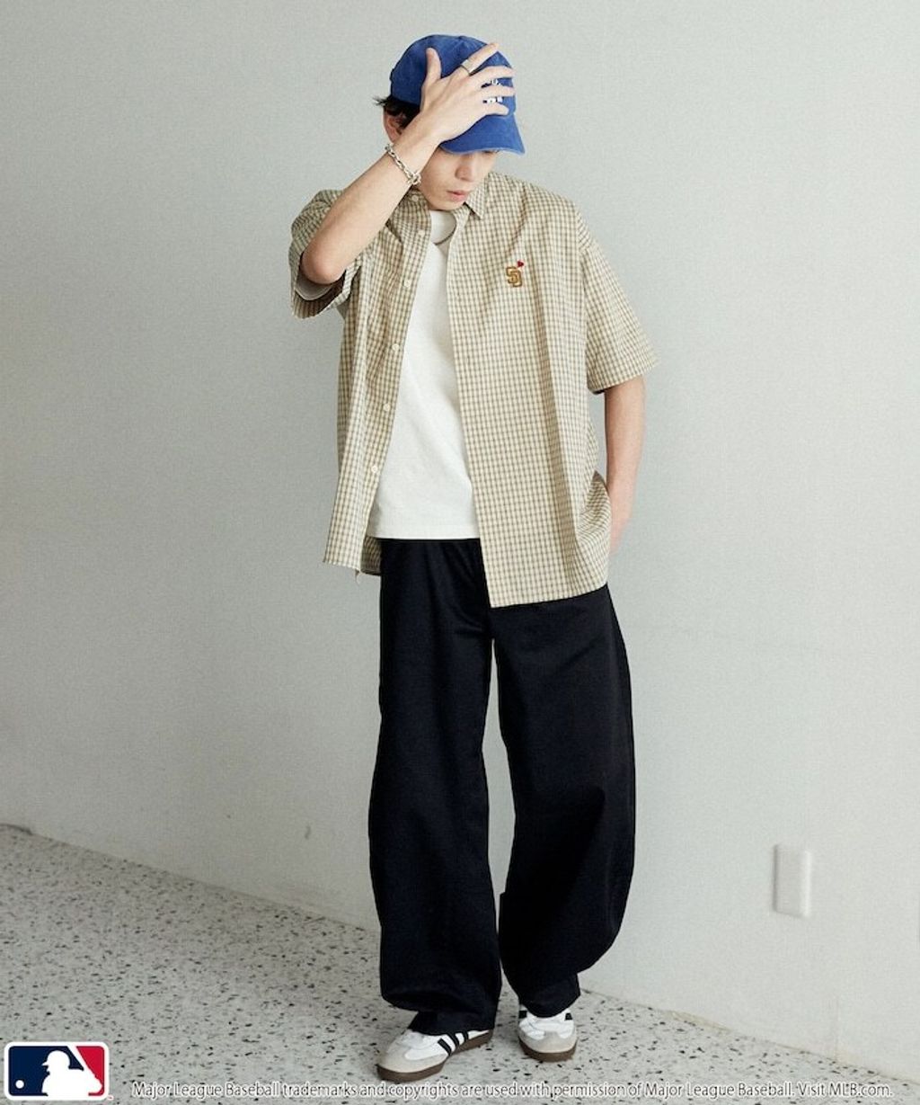 MLB x PUBLUX 刺繡logo寬版短袖襯衫_20